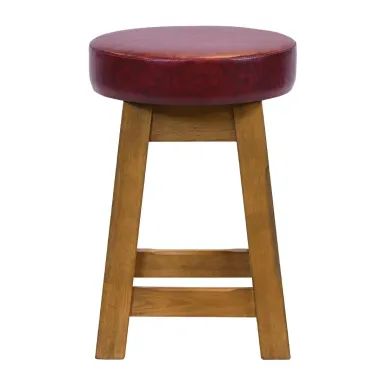 Everyday Wessex Weathered Oak Low Stool with Bison Bordeaux Seat (2 Pack)