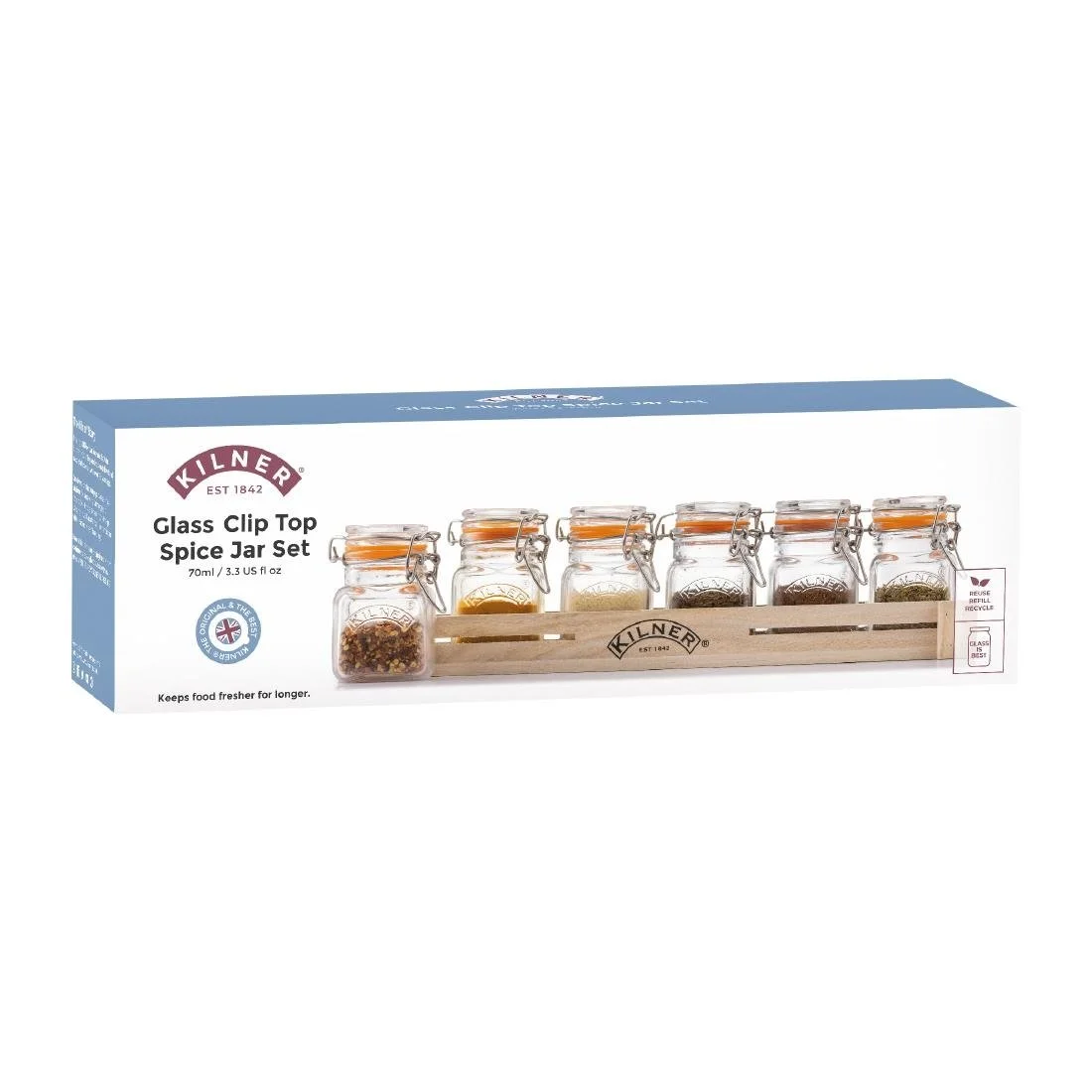 Kilner Glass Clip Top Spice Jar Set - Image 1