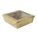 Vegware Salad Boxes with Window Kraft Medium 650ml (300 Pack) - Image 1