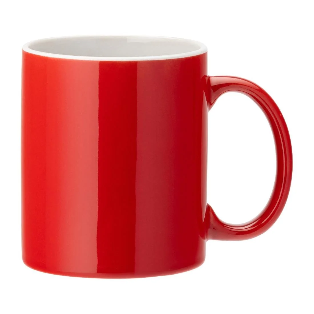 Utopia Pure White Straight-Sided Mugs Red 340ml (12 Pack)