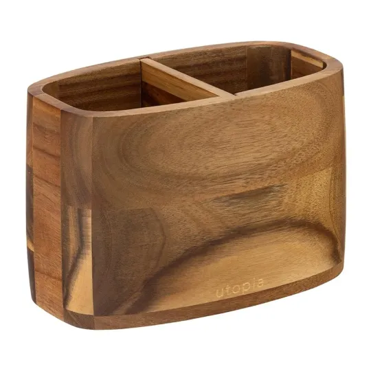 Utopia Acacia 2 Compartment Table Caddy (2 Pack)
