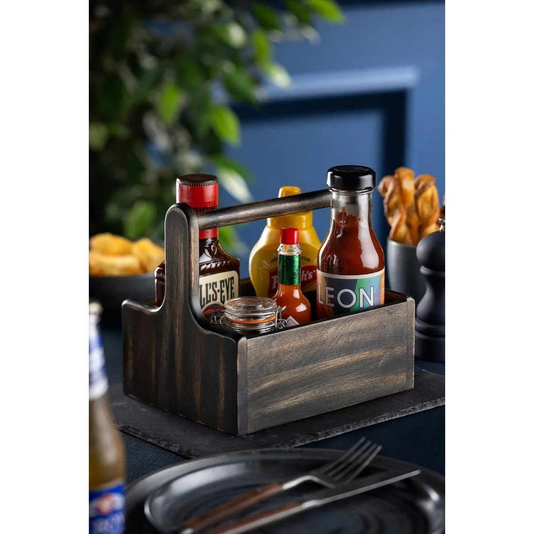 Utopia Medium Wooden Table Caddy Black (2 Pack) - Image 2