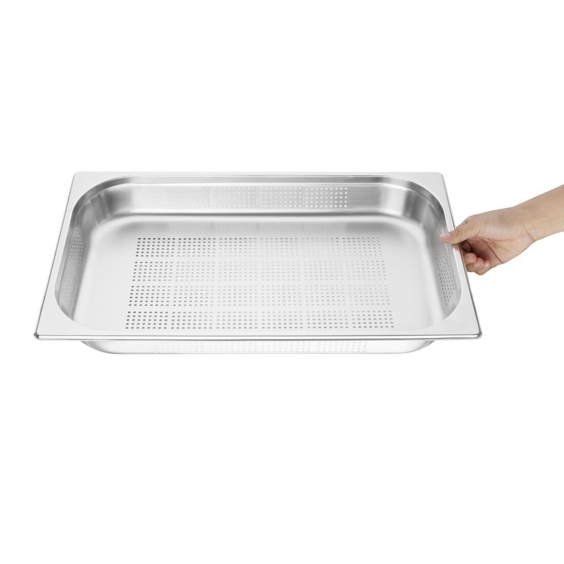 Vogue Stainless Steel Perforated 1/1 Gastronorm Pan 65mm