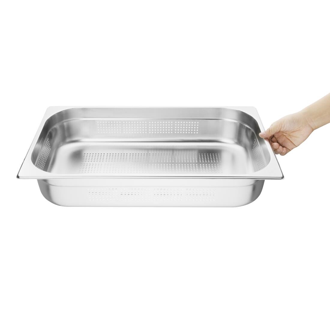 Vogue Stainless Steel Perforated 1/1 Gastronorm Pan 100mm