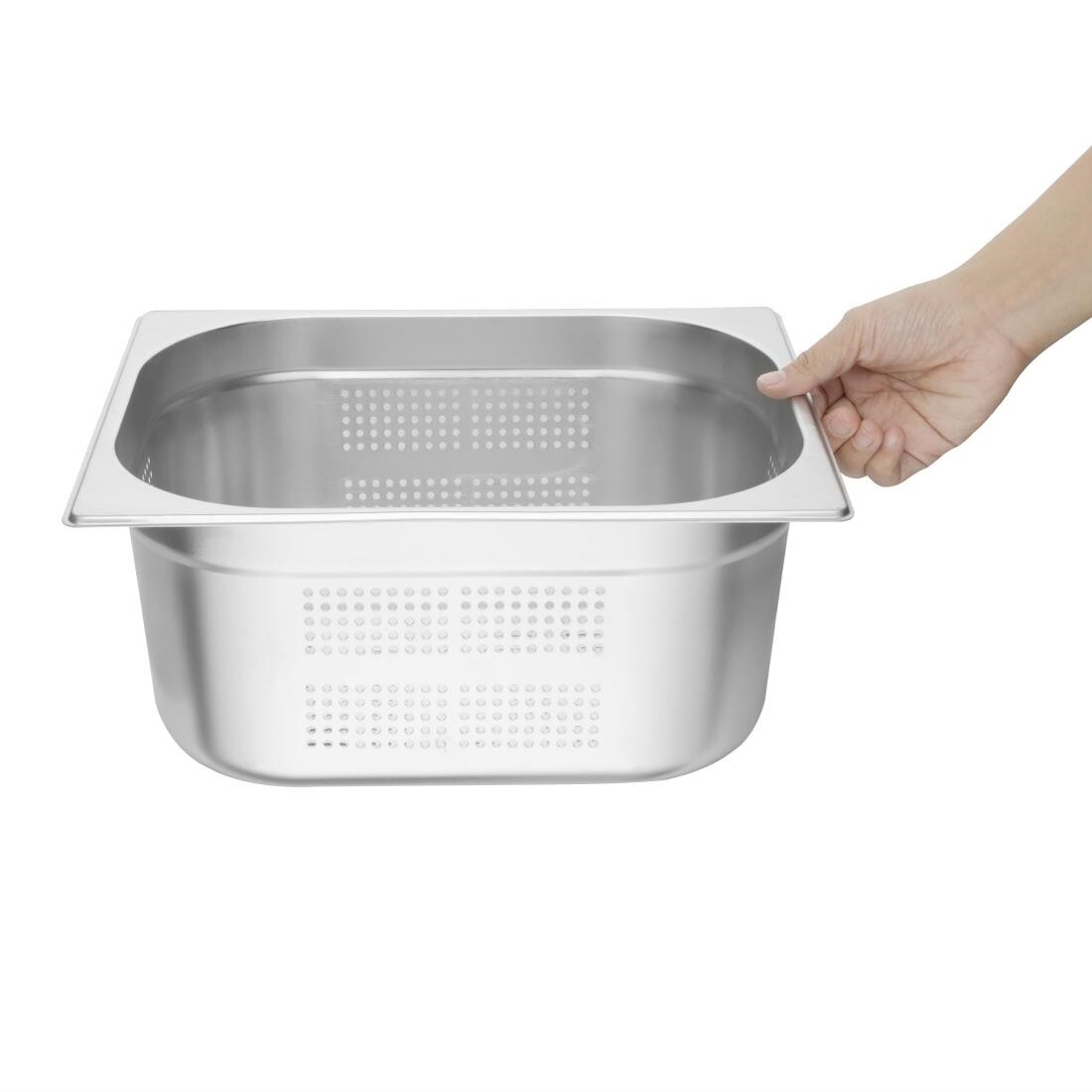 Vogue Stainless Steel Perforated 1/2 Gastronorm Pan 150mm