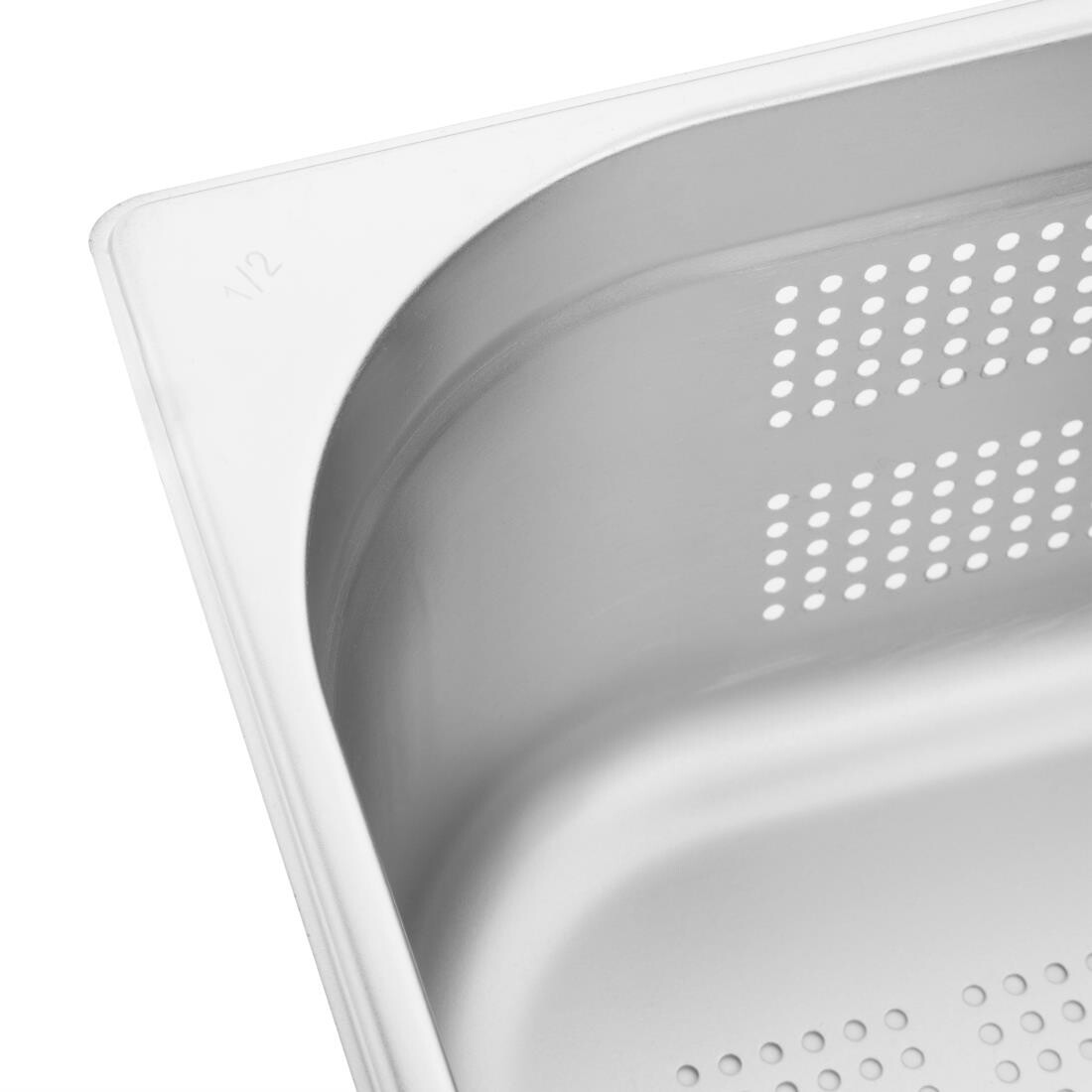 Vogue Stainless Steel Perforated 1/2 Gastronorm Pan 150mm