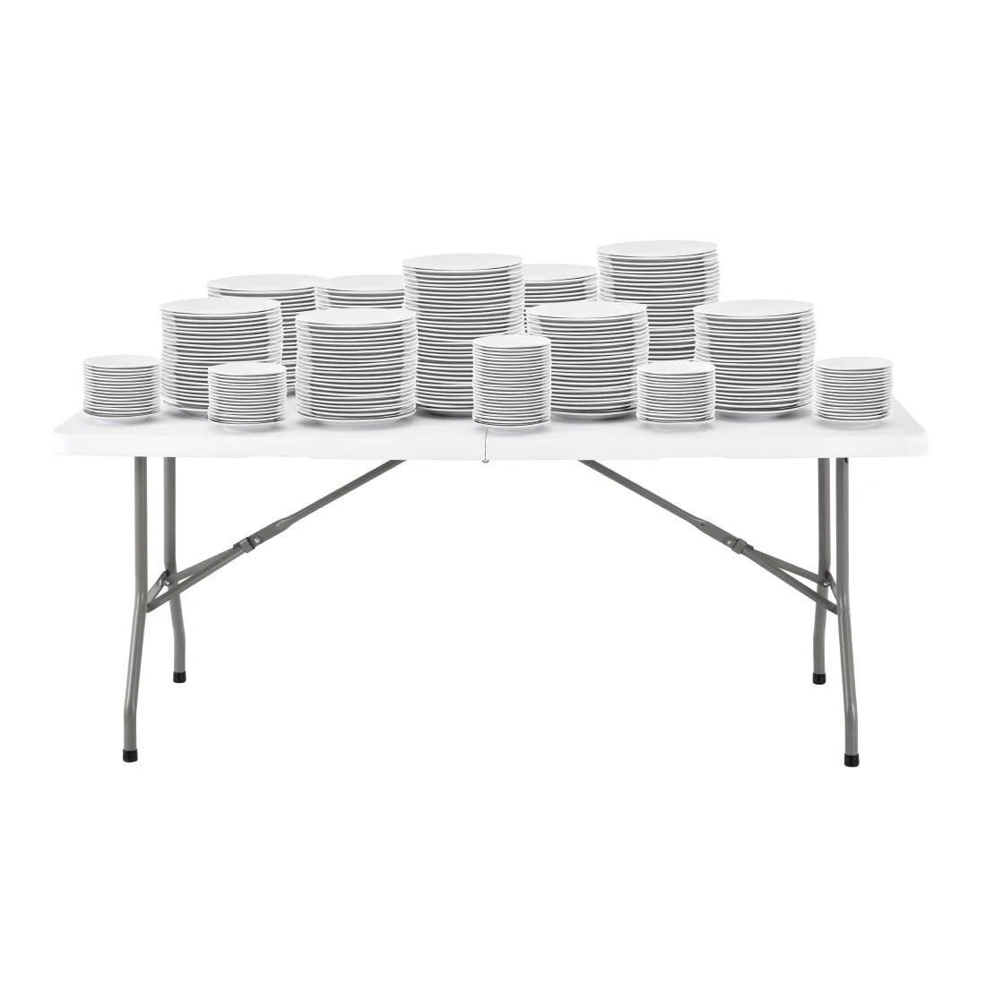 Bolero Rectangular Centre Folding Table 6ft White - Image 4