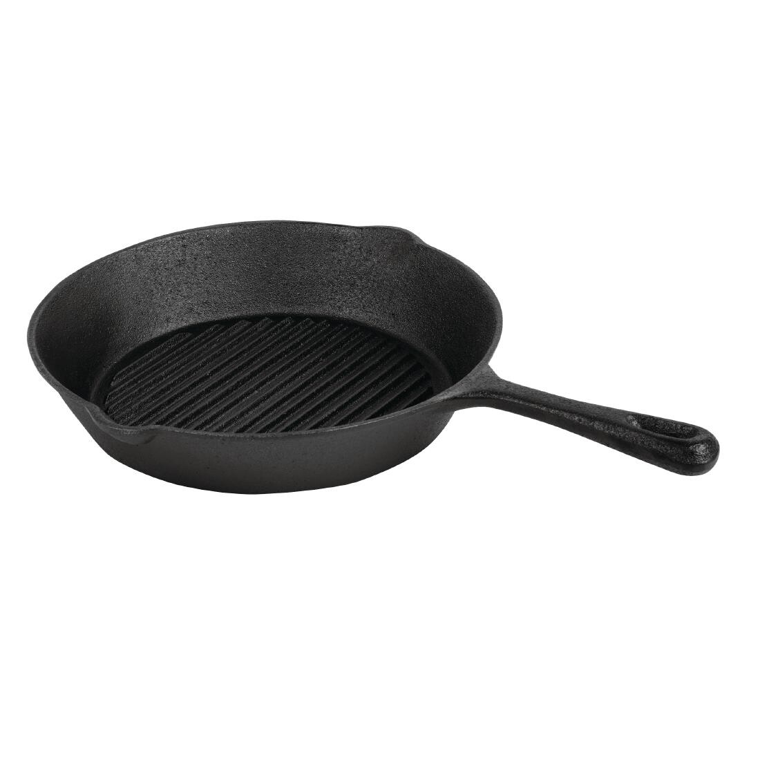 Vogue Round Cast Iron Ribbed Skillet Pan