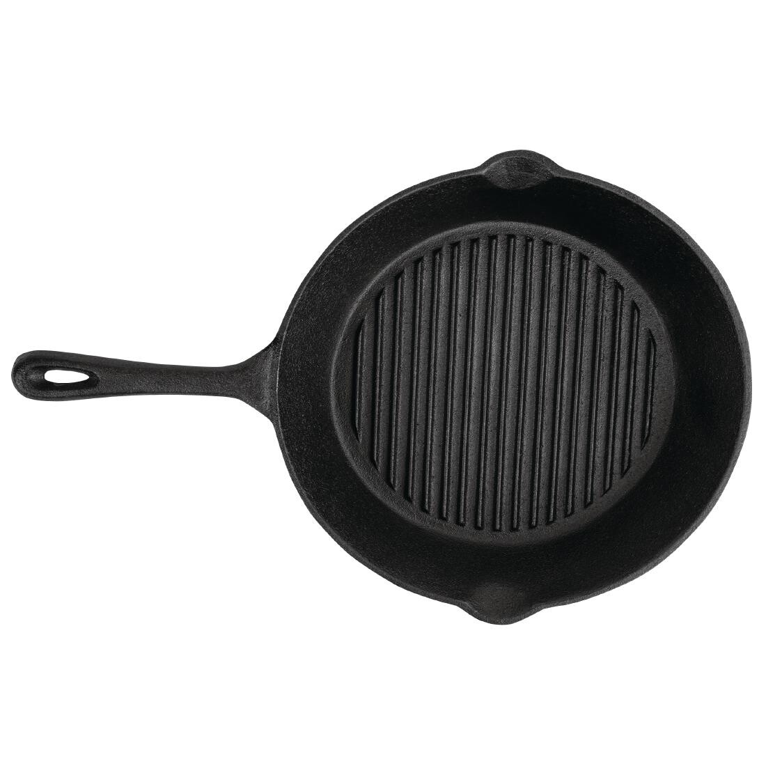 Vogue Round Cast Iron Ribbed Skillet Pan