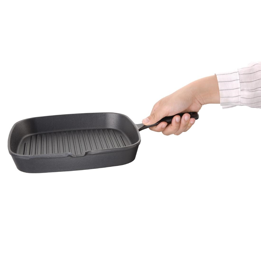 Vogue Square Cast Iron Ribbed Skillet Pan