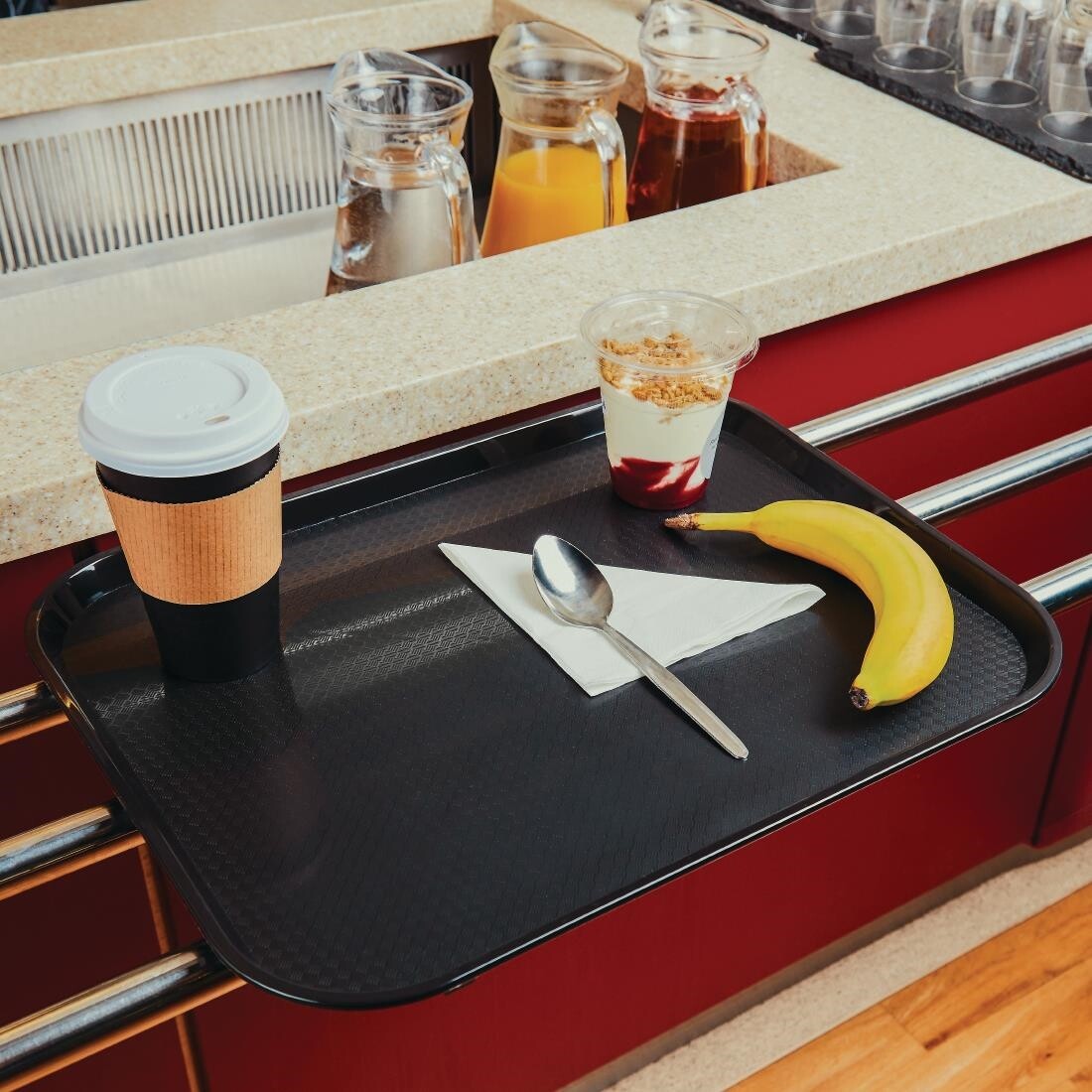 Kristallon Plastic Fast Food Tray Black Medium