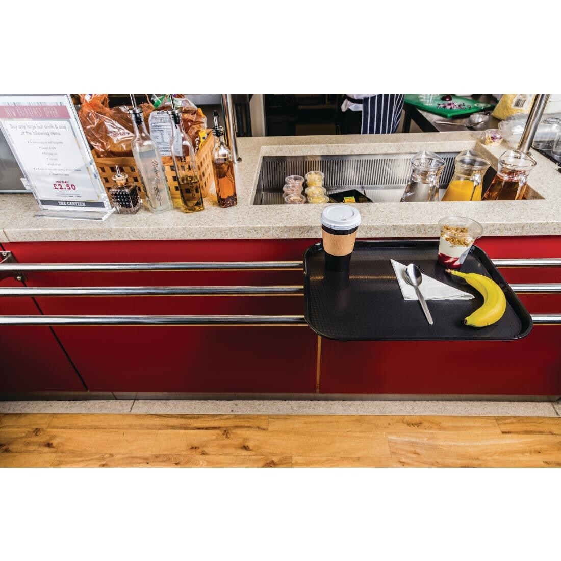 Kristallon Plastic Fast Food Tray Black Medium