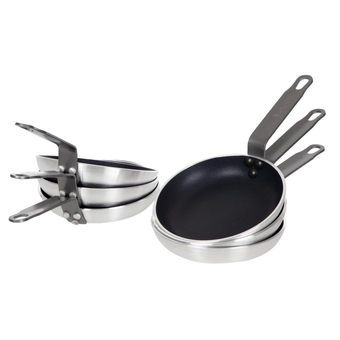 Pack of 6 Vogue Non-Stick Platinum Frypans, 3 Times Coated Teflon, Scratch Resistant