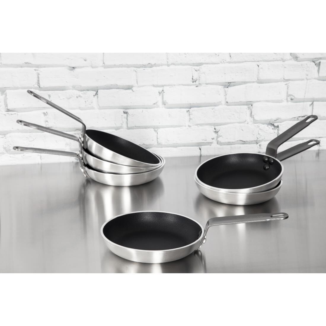 Pack of 6 Vogue Non-Stick Platinum Frypans, 3 Times Coated Teflon, Scratch Resistant