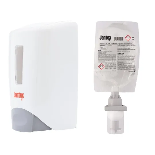Jantex Manual Anti-Bac Soap Dispenser and Refill Bundle 500ml