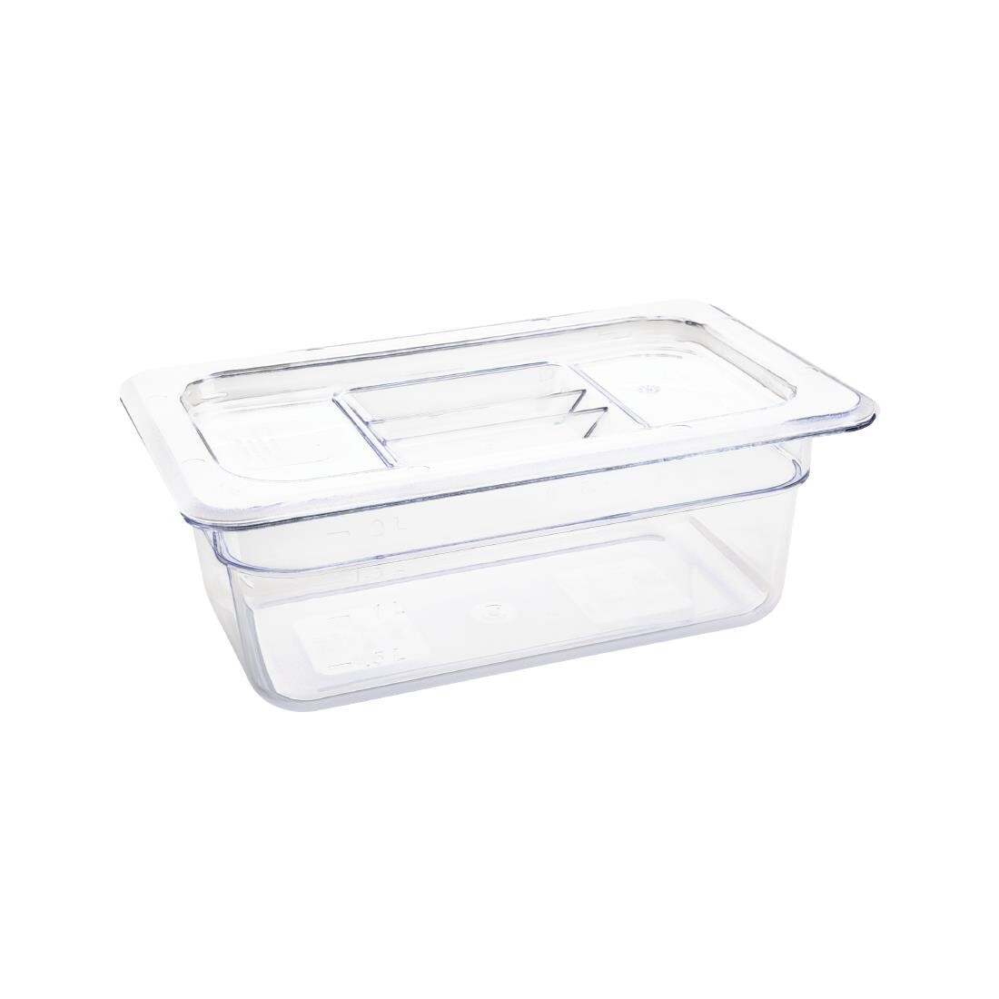 Vogue Polycarbonate 1/4 Gastronorm Container 100mm Clear
