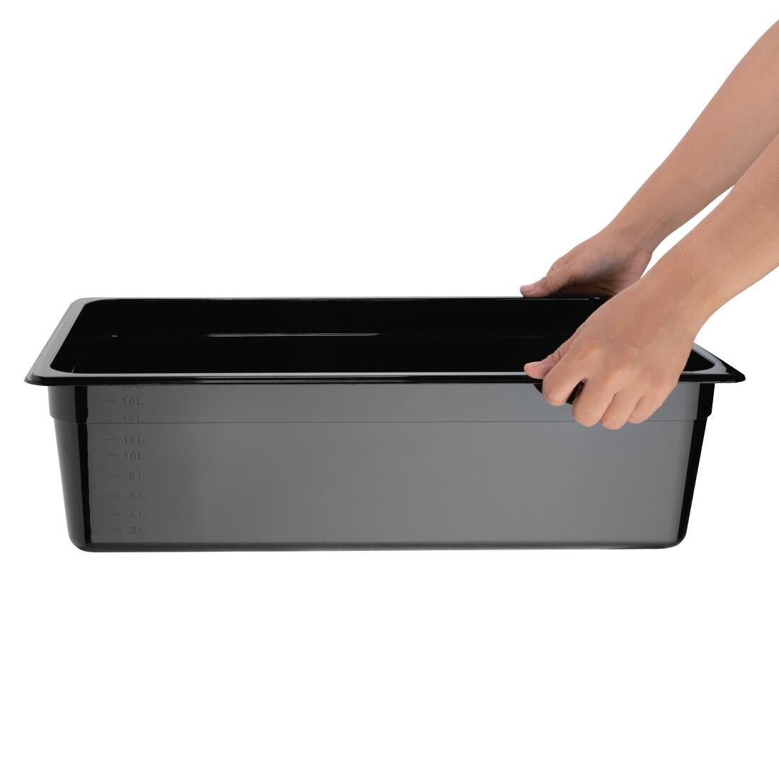 Vogue Polycarbonate 1/1 Gastronorm Container 150mm Black