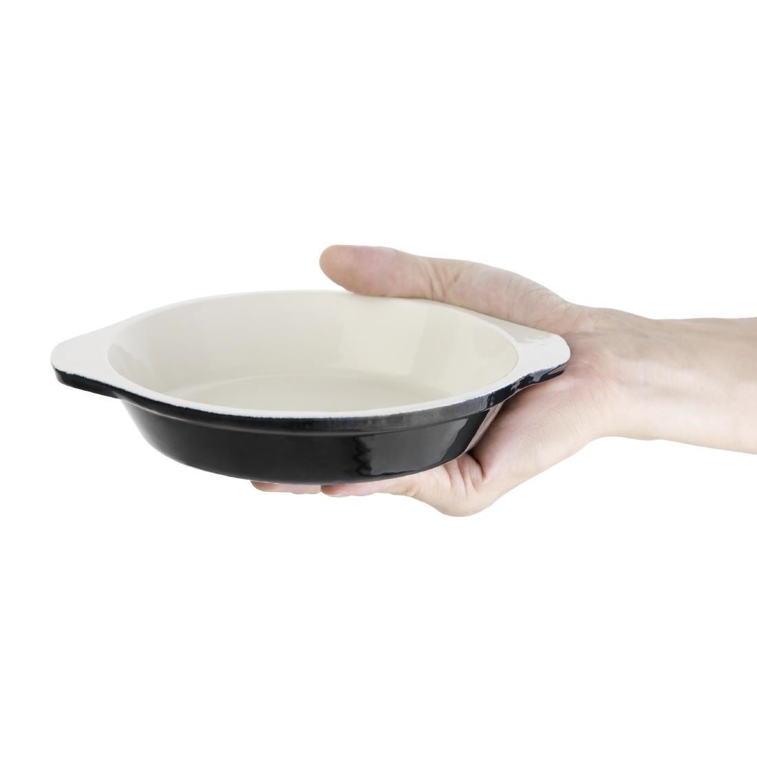 Vogue Black Cast Iron Round Gratin Dish 400ml