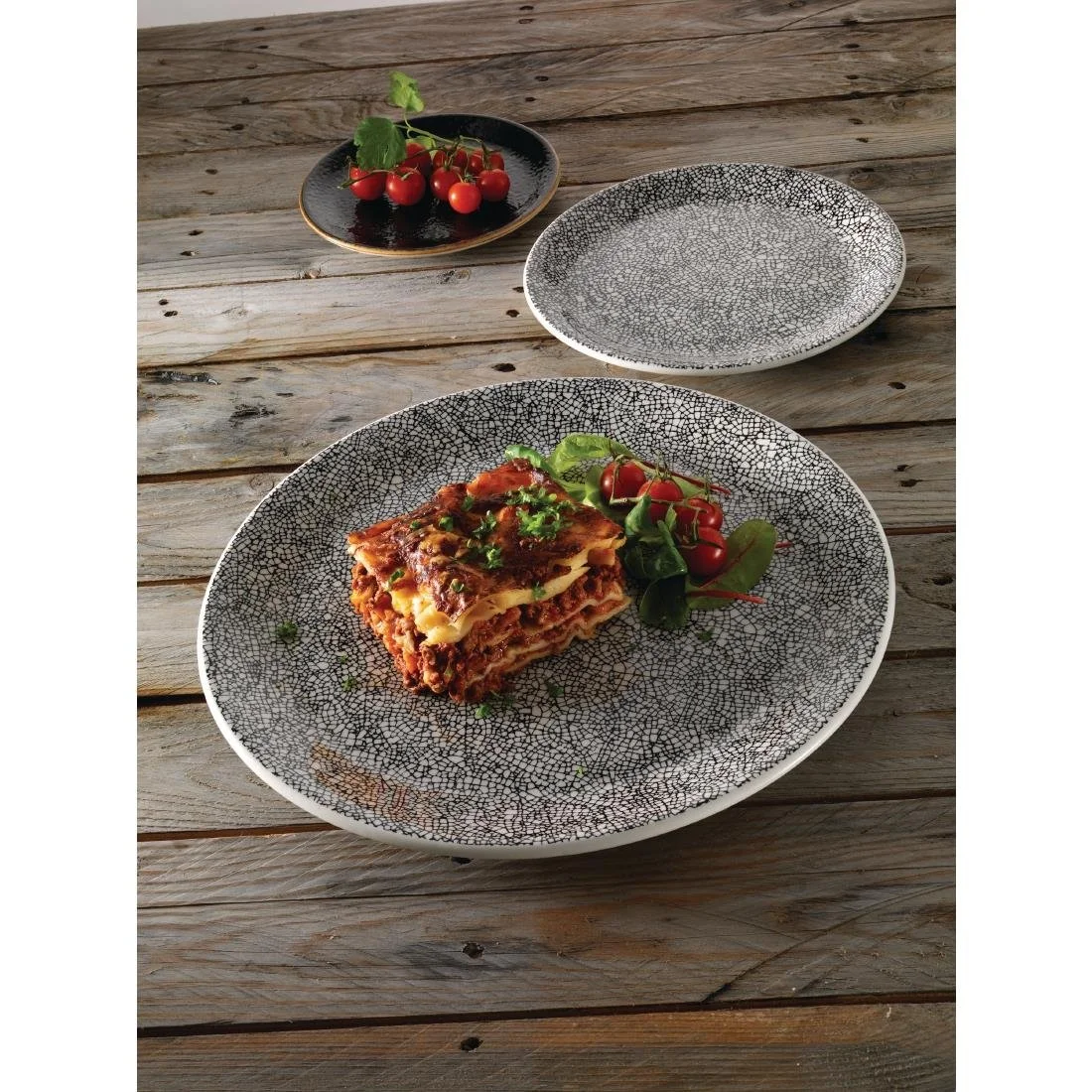 Steelite Ink Crackle Black Coupe Plates 300mm (12 Pack) - Image 2