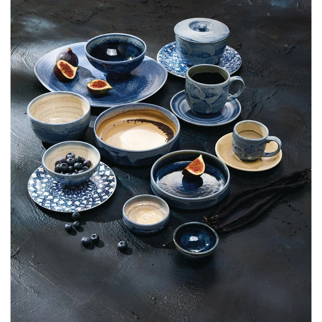 Steelite Aurora Vesuvius Round Stacking Trays Lapis 100mm (12 Pack) - Image 2