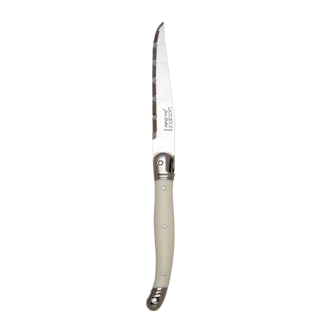 Laguiole Serrated Steak Knives White Handle (6 Pack) - Image 1