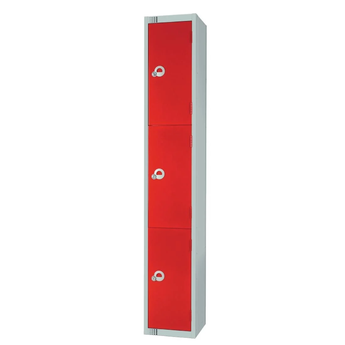 Elite Three Door Coin Return Locker Red