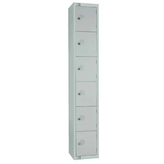 Elite Six Door Camlock Locker with Sloping Top Grey