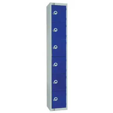Elite Six Door Electronic Combination Locker with Sloping Top Blue