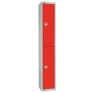 Elite Double Door Electronic Combination Locker with Sloping Top Red