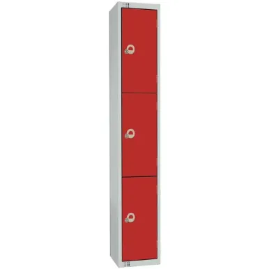 Elite Four Door Electronic Combination Locker with Sloping Top Red