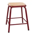 Bolero Cantina Low Stools with Wooden Seat Pad Wine Red (Pack of 4) - Image 1