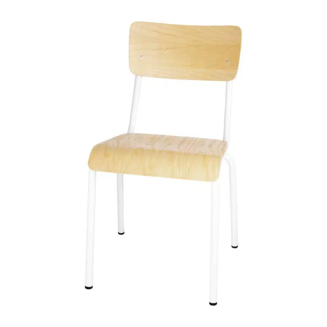 Bolero Cantina Side Chairs with Wooden Seat Pad and Backrest White (Pack of 4) - Image 1