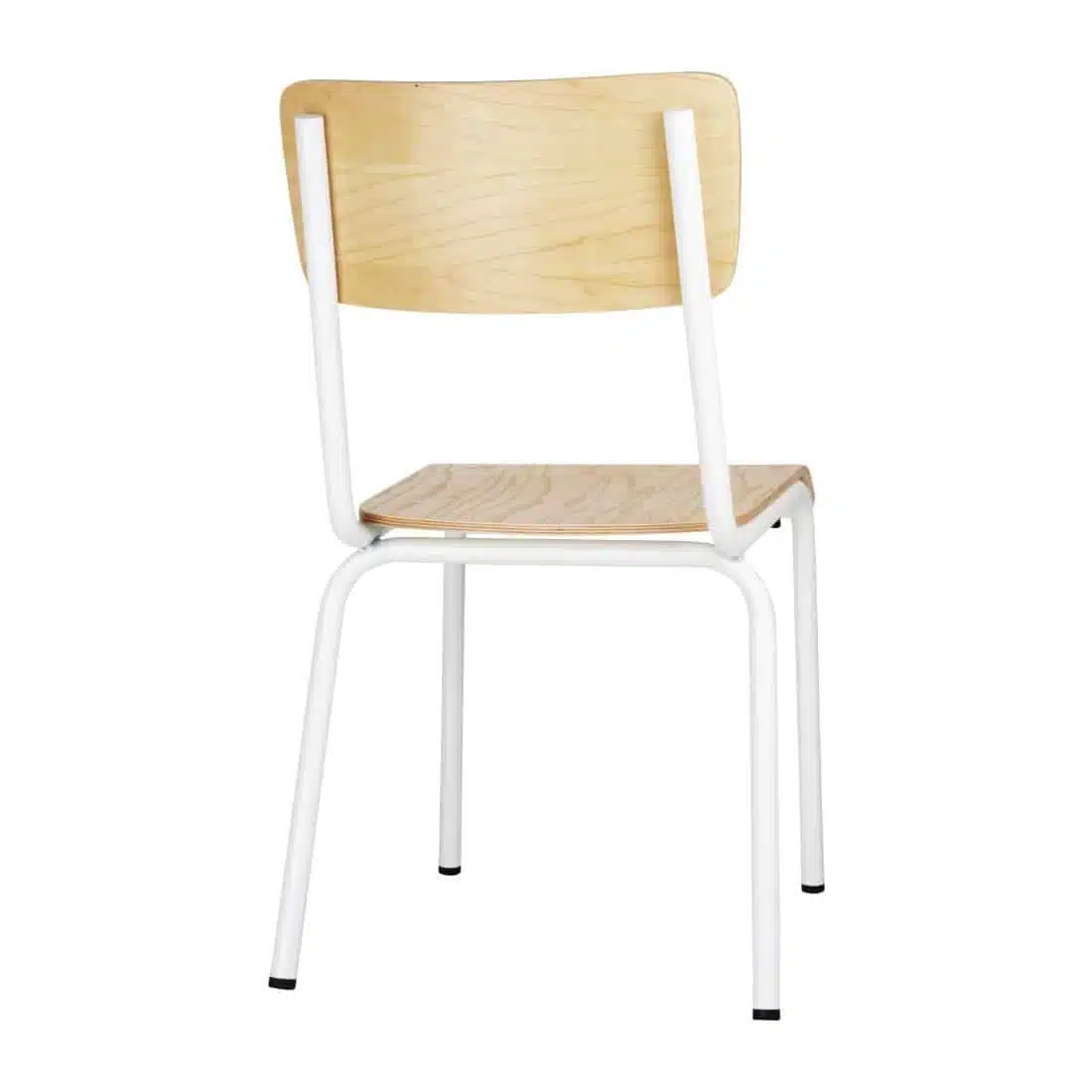 Bolero Cantina Side Chairs with Wooden Seat Pad and Backrest White (Pack of 4) - Image 3