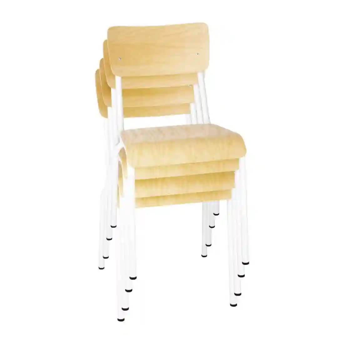Bolero Cantina Side Chairs with Wooden Seat Pad and Backrest White (Pack of 4) - Image 5