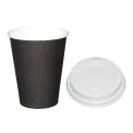 Special Offer Fiesta Recyclable Black 225ml Hot Cups and White Lids (Pack of 1000) - Image 1