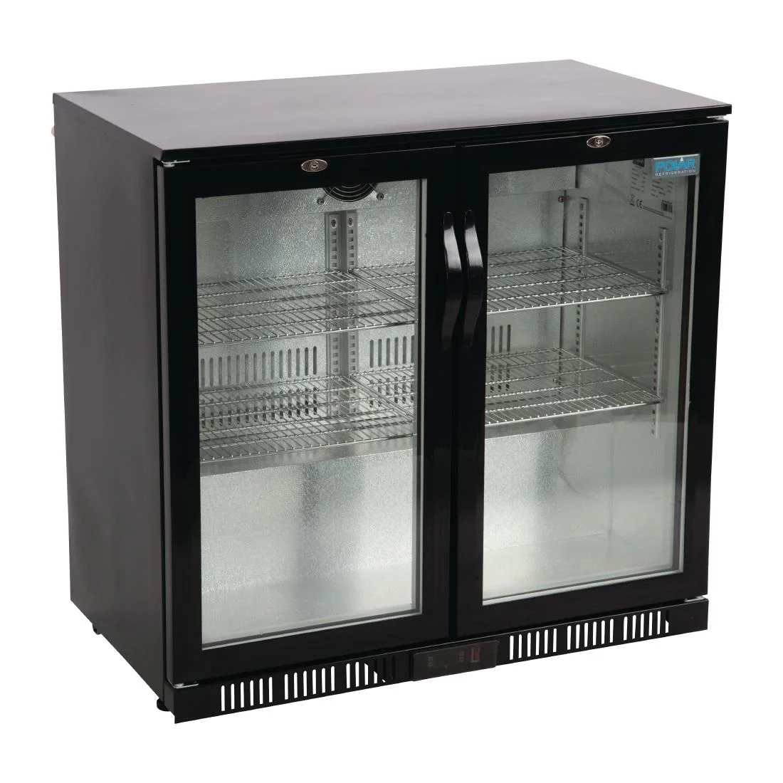 Polar Back Bar Cooler with Hinged Doors in Black 198Ltr - Image 1