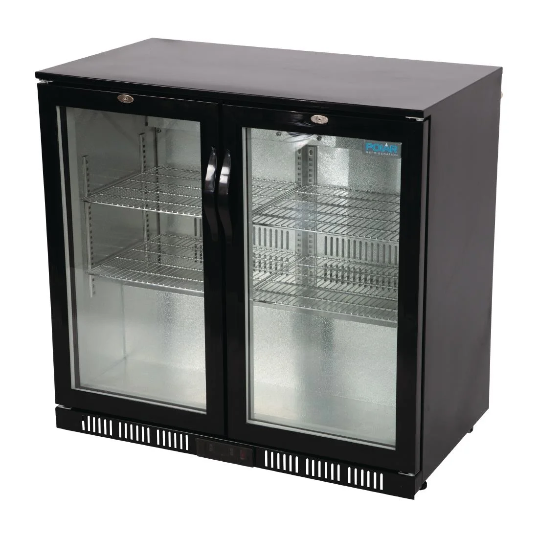 Polar Back Bar Cooler with Hinged Doors in Black 198Ltr - Image 2