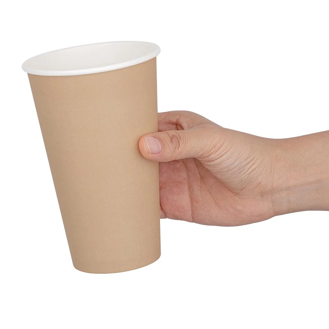 Fiesta Recyclable Single Wall Takeaway Coffee Cups Kraft 455ml / 16oz (Pack of 50) - Image 3