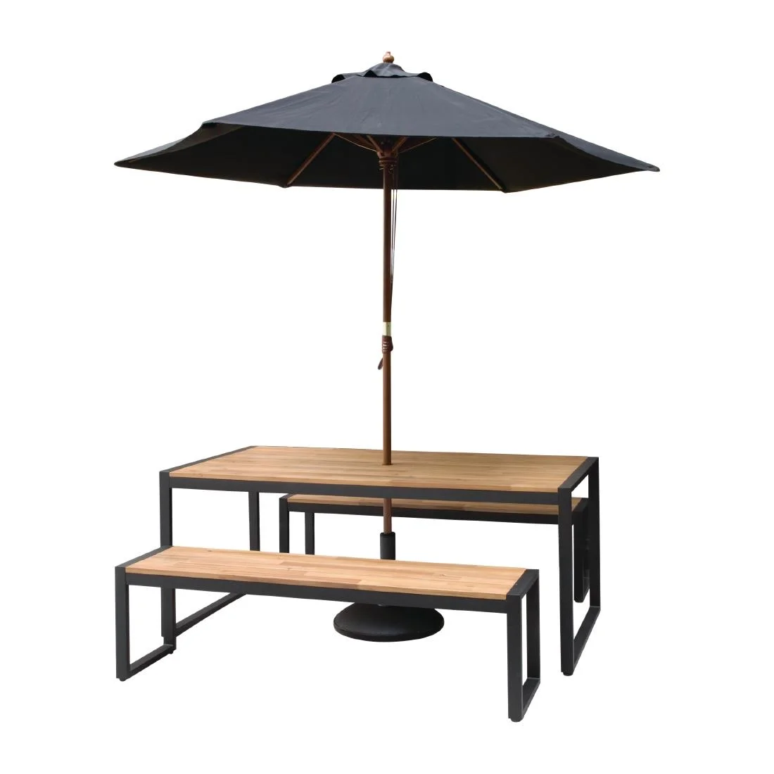 Bolero Acacia Wood and Steel Industrial Benches 1600mm (Pack of 2) - Image 2