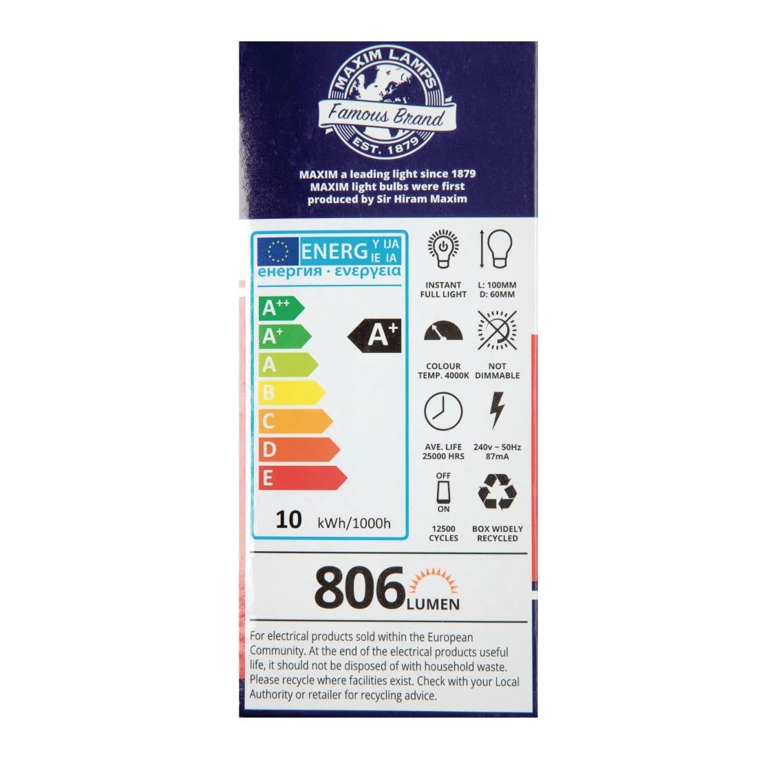 Maxim LED GLS Edison Screw Cool White 10W (10 Pack) - Image 3