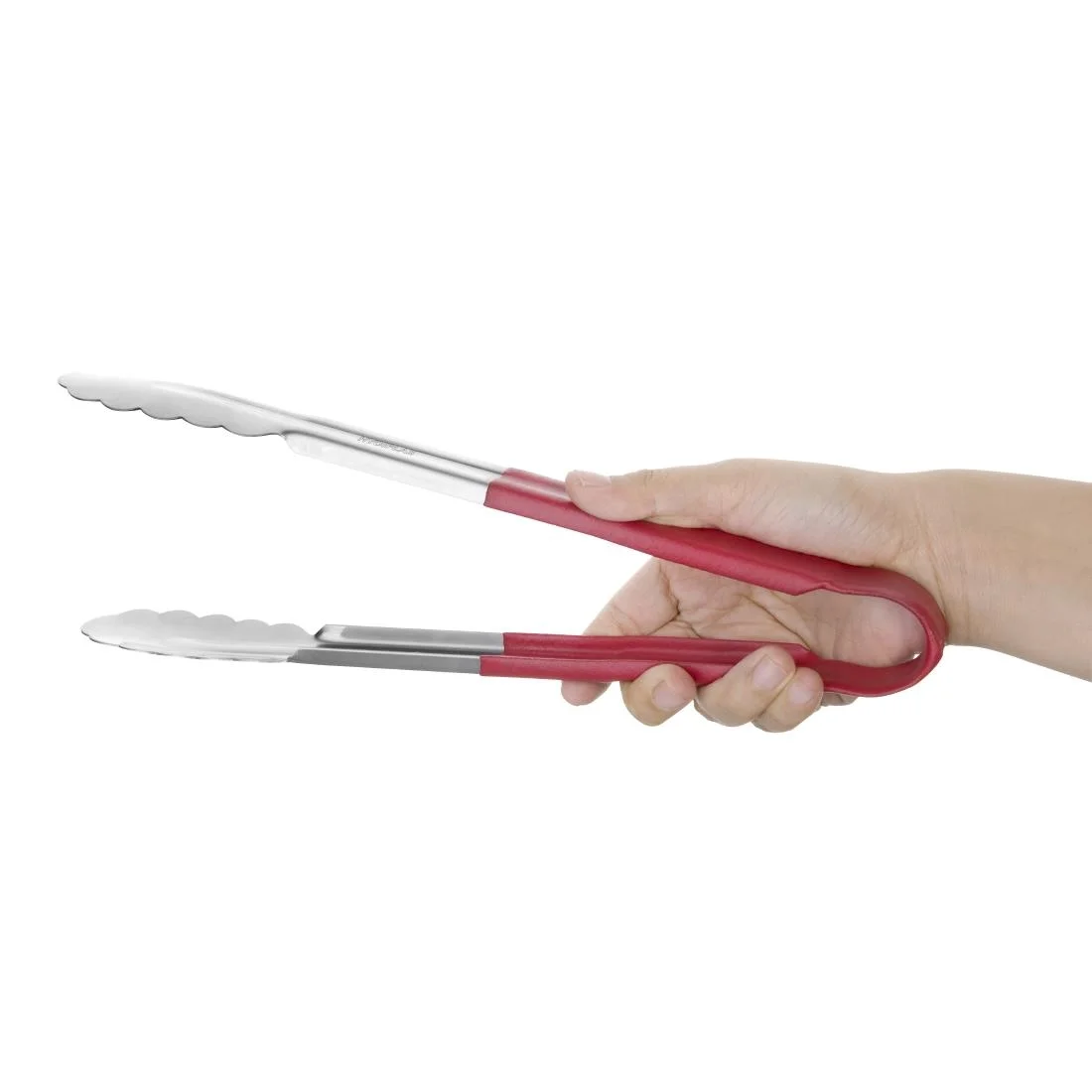 Vogue Colour Coded Red Serving Tongs 11" - Image 2