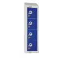 Elite Personal Effects Locker 4 Door Blue Padlock Sloping Top - Image 1