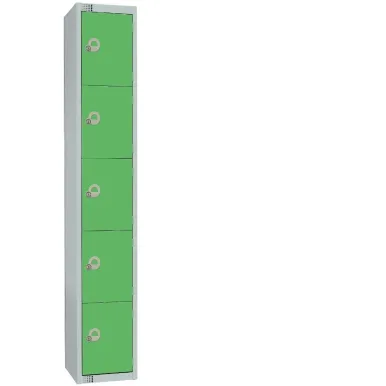 Elite Five Door Camlock Locker with Sloping Top Green