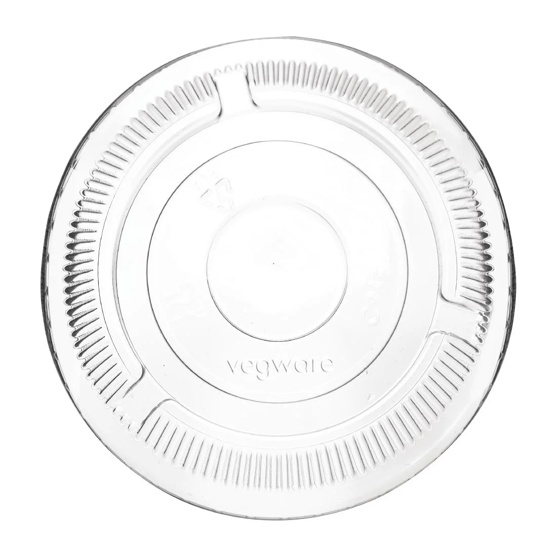 Vegware 96 Series Compostable Cold Cup Flat Lids No Hole 12/16oz (Pack of 1000) - Image 1
