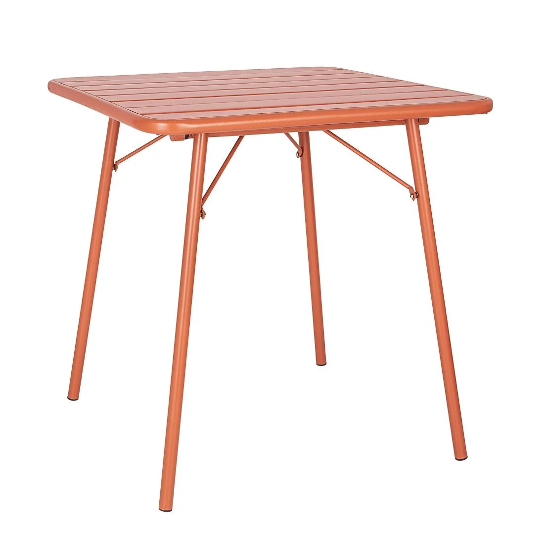 Bolero Terracotta Square Slatted Steel Table - 700mm - Image 1