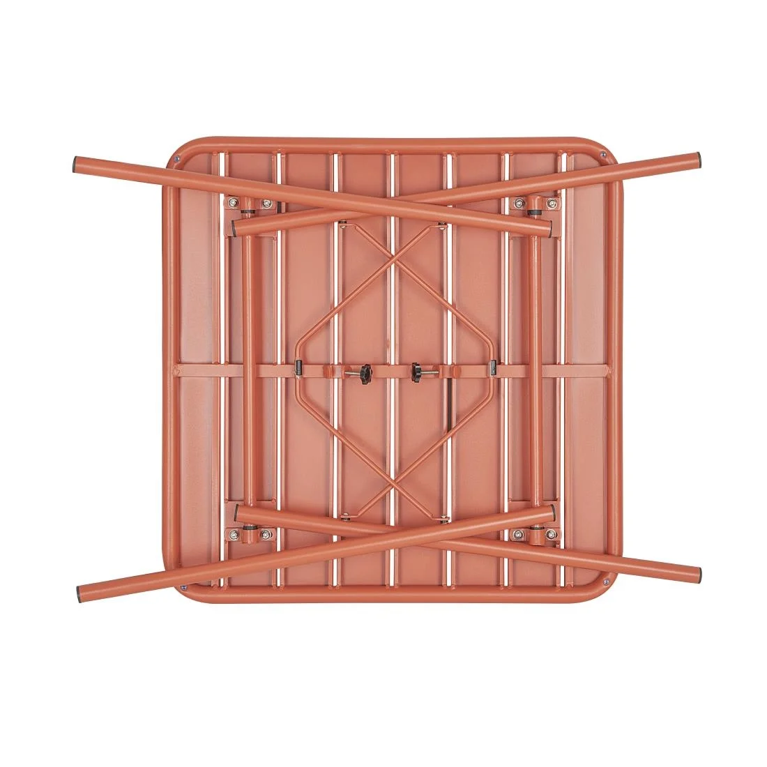 Bolero Terracotta Square Slatted Steel Table - 700mm - Image 7