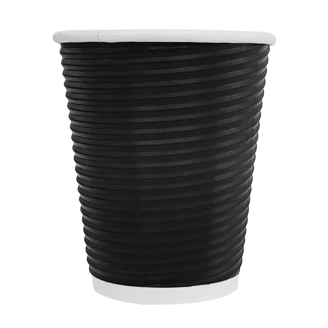 Fiesta Recyclable Coffee Cups Ripple Wall Black 340ml / 12oz (Pack of 500) - Image 1