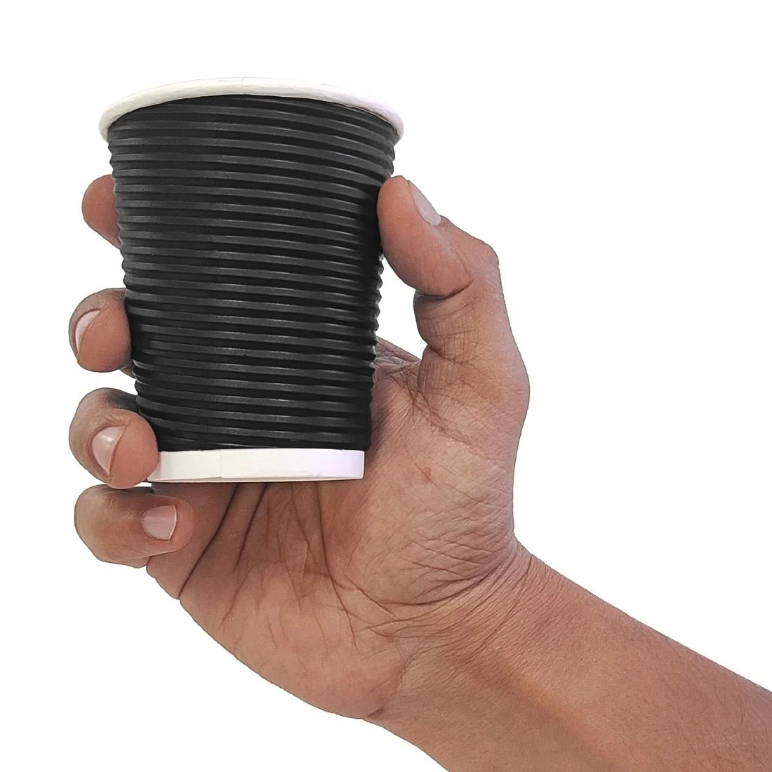 Fiesta Recyclable Coffee Cups Ripple Wall Black 225ml / 8oz (Pack of 25) - Image 3