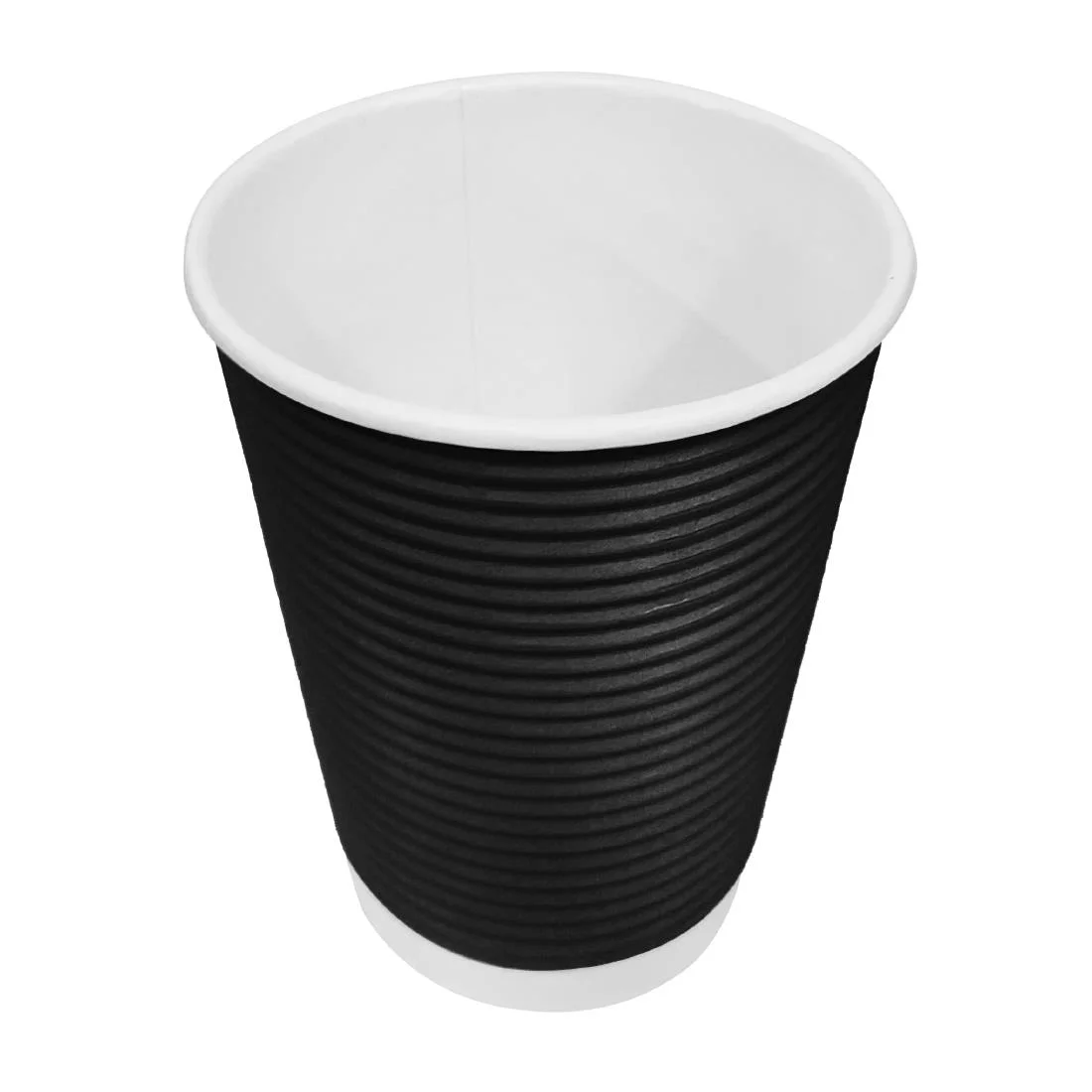Fiesta Recyclable Coffee Cups Ripple Wall Black 225ml / 8oz (Pack of 25) - Image 4