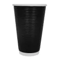 Fiesta Recyclable Ripple Wall Takeaway Coffee Cups Black 455ml / 16oz (Pack of 25) - Image 1